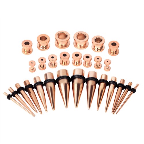 28PCS Ear Stretching Gauges Set Tapers Tunnels Plugs Kit 12G-00G Stainless Steel