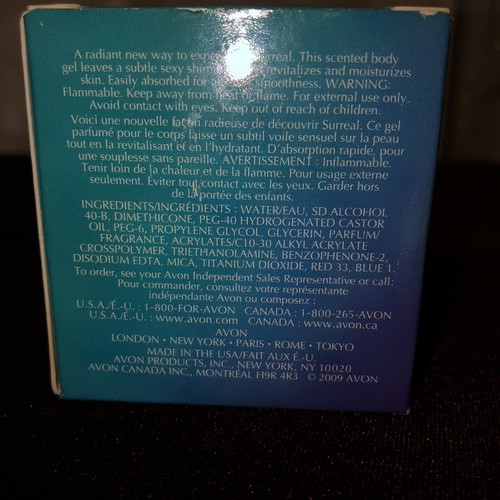 Avon Surreal Shimmer Gel Scented Body Gel Moisturizer 1.4 Oz New Discontinued