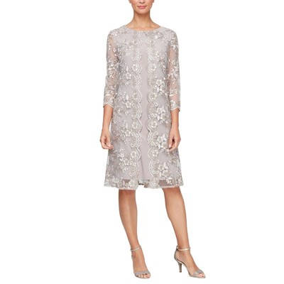 Женские платья Alex Evenings Короткое вышитое имитационное платье с иллюзорными рукавами