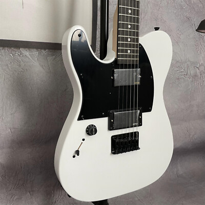 TL Electric Guitar White Body Left Handed HPL Fretboard 2EMG Pickups Black Parts