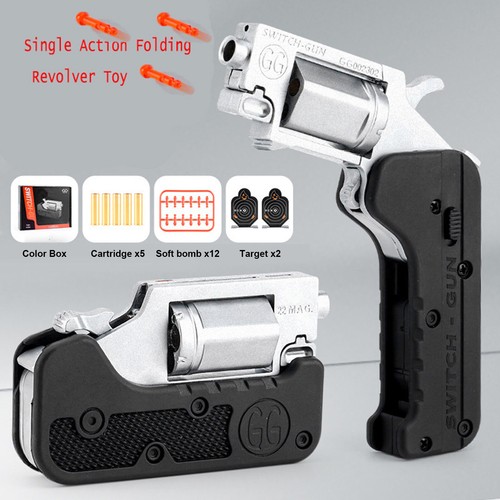 Kid Single Action Folding Revolver Toy Blaster Pistol Police Cosplay Toy Gifts
