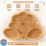 MingHoYo Bamboo Suction Plates Bowls Set for Baby Toddler - Includes Bamboo Bowl, Divided Plate, Silicone Fork and Spoon, All-Natural Baby Feeding Set for Baby-Led Weaning