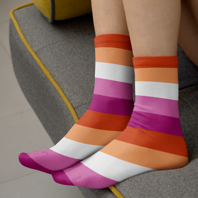 65 MCMLXV LGBT Lesbian Pride Sunset Flag Print Socks