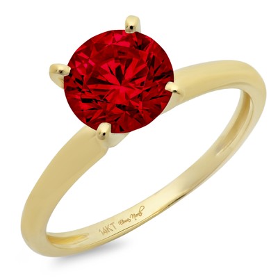 Pre-owned Pucci 3ct Round Designer Statement Bridal Classic Real Red Garnet Ring 14k Yellow Gold