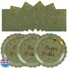 HFBOBP 50PCS Happy Birthday Paper Plates and Napkins Set - 7 Inch Sage Green and Gold Birthday Cake Plates Scalloped Dessert Plate Disposable Tableware for Birthday's Party Supplies Decorations