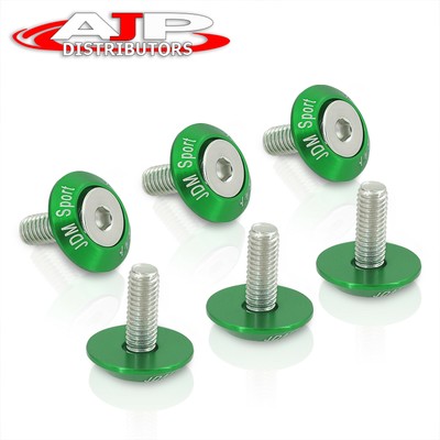 JDM Sport 6 Piece M6 Fender Washers Engine Bay Dress Up Bolt Kit Anodized Green