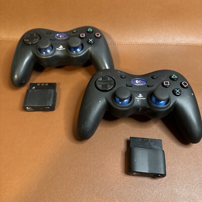 2 Logitech PlayStation 2 PS2  G-X2D11 Wireless Controller + Receiver, Tested