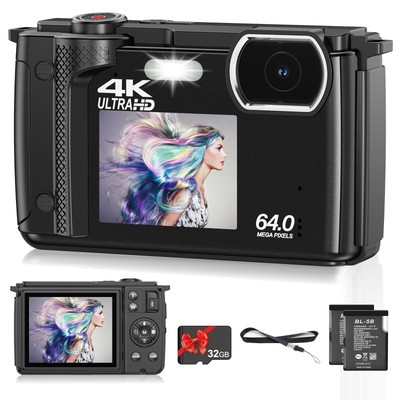 4K 64MP Digital for Photography, Compact Vlogging for with Auto Focus, Selfie...