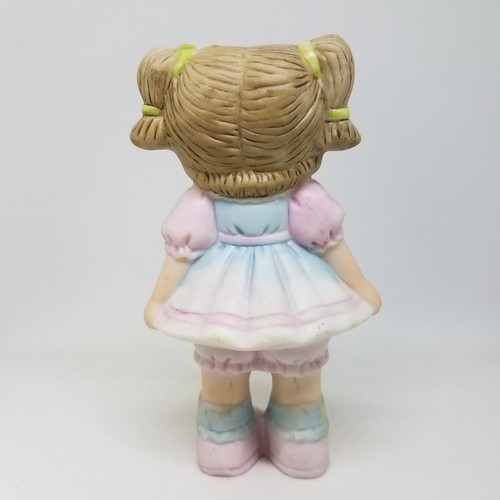 Vintage Cabbage Patch Kids Ceramic Figurine 1984 Brunette Girl in Dress Figure