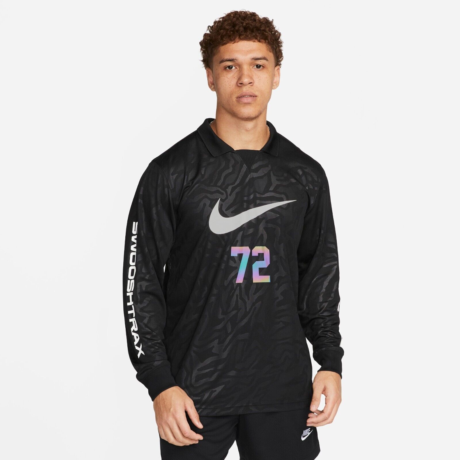 Nike Sportswear SwooshTrax Men's Long-Sleeve Top, DX0048, Black, Large Nike Sportswear SwooshTrax Men's Long-Sleeve Top, DX0048, Black, Large