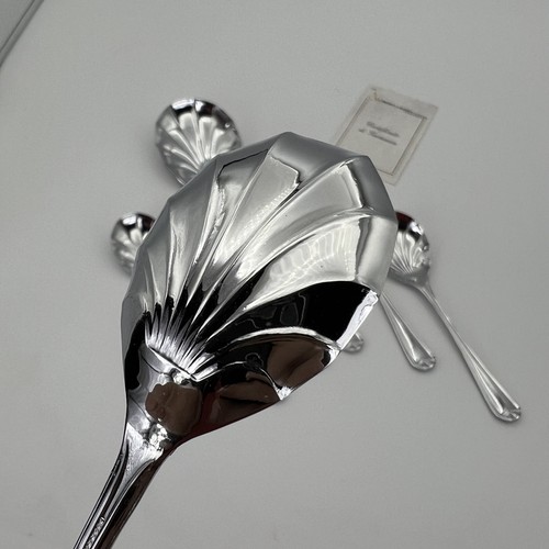 Set 4 Cucchiai Retrò In Acciaio Inox Con Manico In Legno - A Forma Di Pala Per Gelato, Dessert E Frutta - Stile Vintage - 3