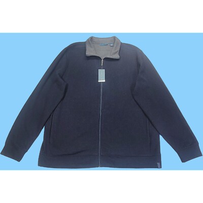 Perry Ellis Men's Full-Zip Navy & Grey Striped Jacket 2XL NWT