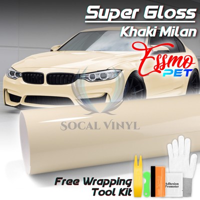 ESSMO PET Super Gloss Khaki Milan Car Vehicle Vinyl Wrap Decal Glossy Sticker