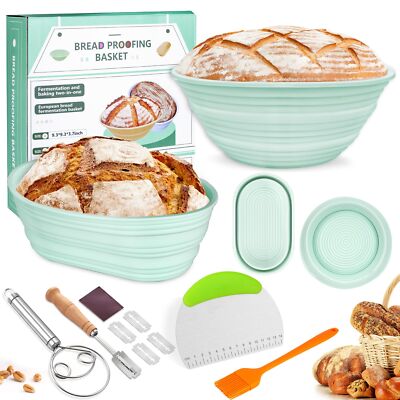 Sourdough Bread Making Supplies Starter Kit, Silicon Banneton Bread Proofing ...