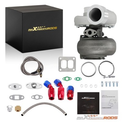GT45 Universal Turbocharger + Oil Feed Drain Return Line Complete Kits 600+HP