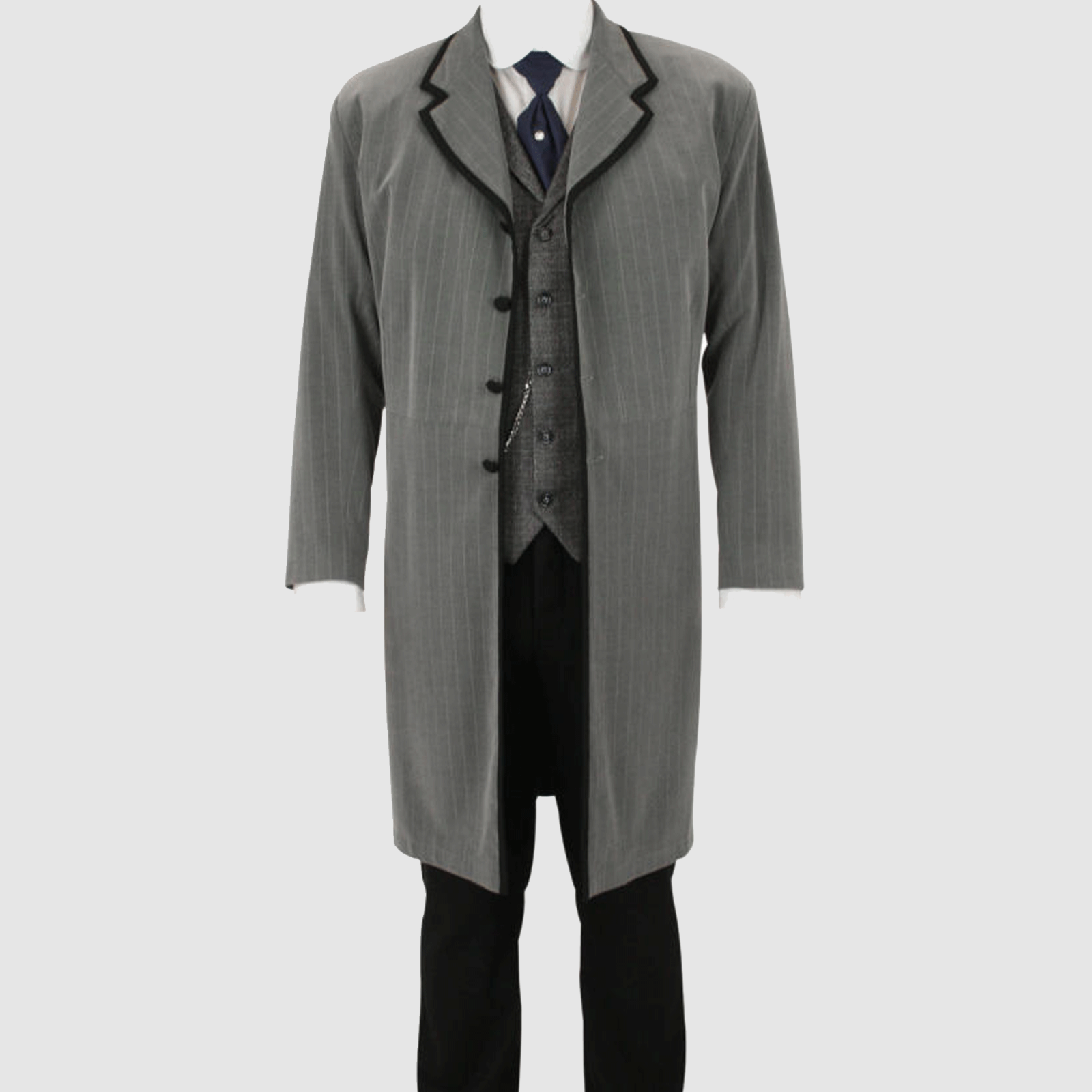 Pre-owned Handmade Men's Carrington Frock Coat, A Superb Show Of Wool Coat In Gray