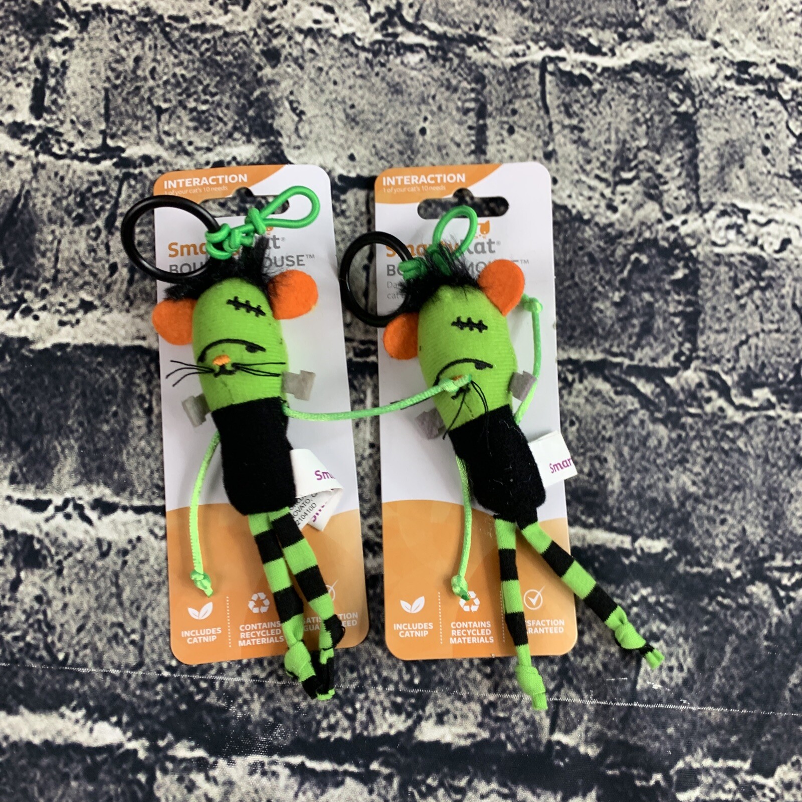 SmartyKat Bouncy Mouse Cat Toy Bungee Toy Frankenkitty Set of 2