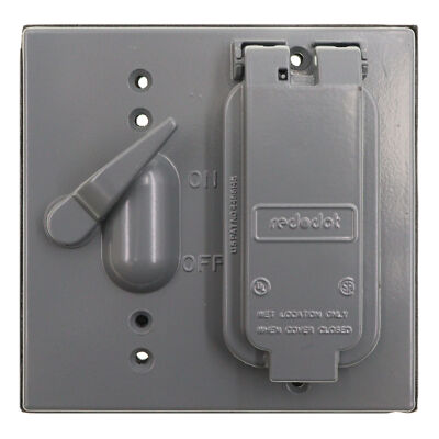 RED DOT S419E WEATHERPROOF/OUTDOOR OUTLET/GFCI & SWITCH COVER PLATE, 2-GANG, GRA