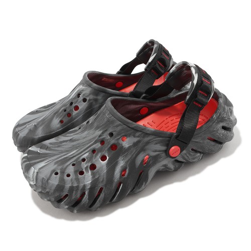 

Crocs Echo Marbled Clog Black Flame Мужские повседневные сандалии унисекс без шнуровки 208454-0X9, Черный, Echo Marbled Clog
