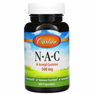 Carlson Labs NAC 500 мг 60 капсул Без казеина, без молока, без консервантов,