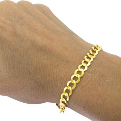 Pre-owned Nuragold Mens 14k Solid Yellow Gold 7mm Curb Cuban Chain Link Bracelet 7" 7.5" 8" 8.5" 9"