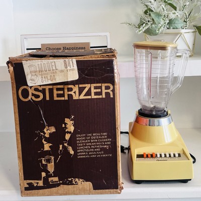 Vintage Osterizer Spin Cookery 8 Speed Blender WORKS Harvest Gold Cookbook Video