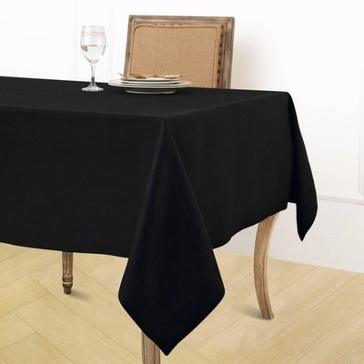 Solino Home Linen Black Tablecloth 60 x 90 Inch  100% Pure Lin...