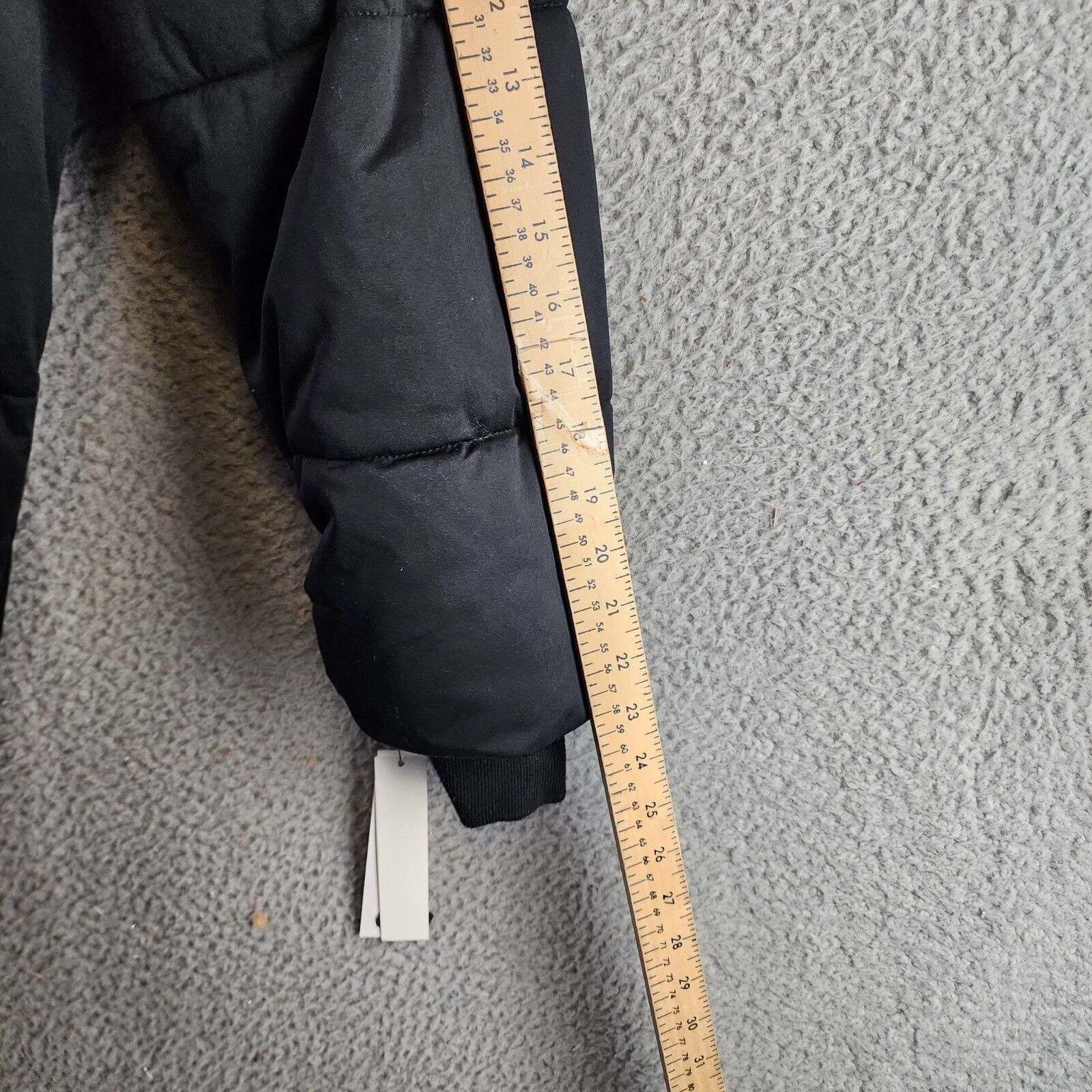 AQUA Long Hooded Puffer Coat Women's Small Black Fixed Drawstring Snap Closure - Picture 11 of 12
