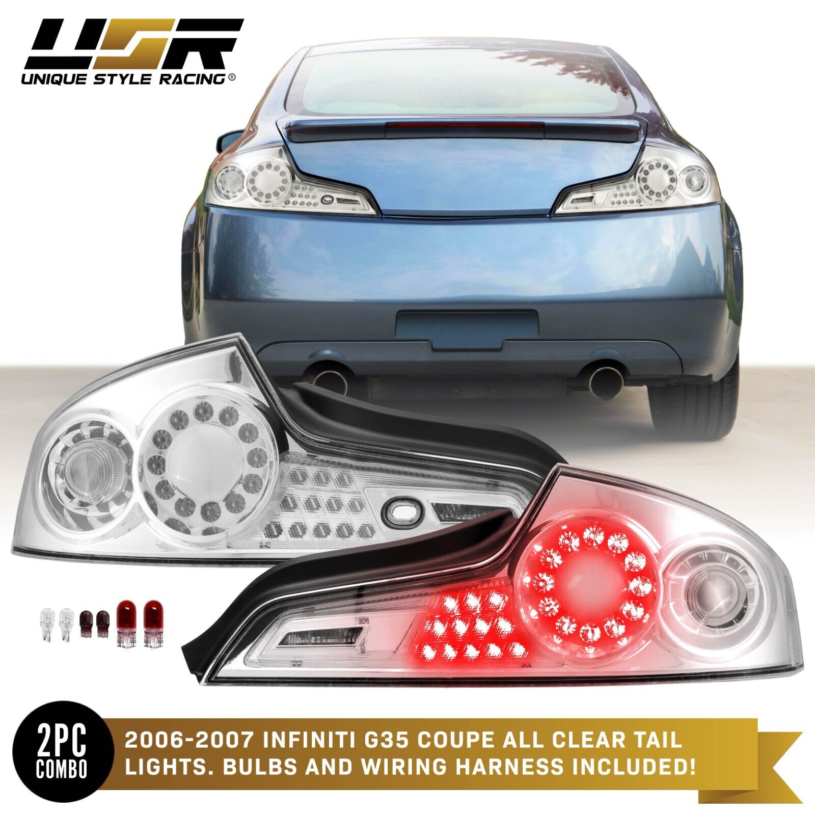 All Clear Tail Light Set Left + Right For 2006-2007 Infiniti All Clear Tail Light Set Left + Right For 2006-2007 Infiniti