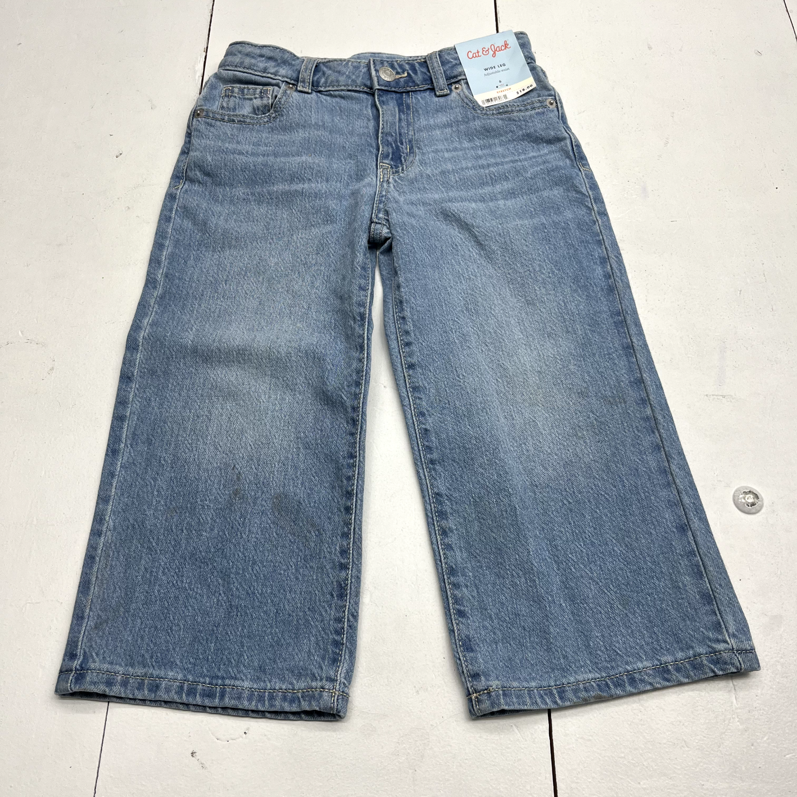 Cat & Jack Light Blue Wide-Leg Adjustable Waist Jeans Unisex