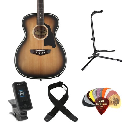 D'Angelico Premier Tammany OM Acoustic-electric Guitar Essentials Bundle -