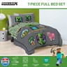 Jay Franco Kids Comforter Set Includes Sheets and Pillow Covers - Soft and Cozy Bed Set for Stylish Room Decor, Grey - Minecraft Movie, 7 Piece Full Size Bedding