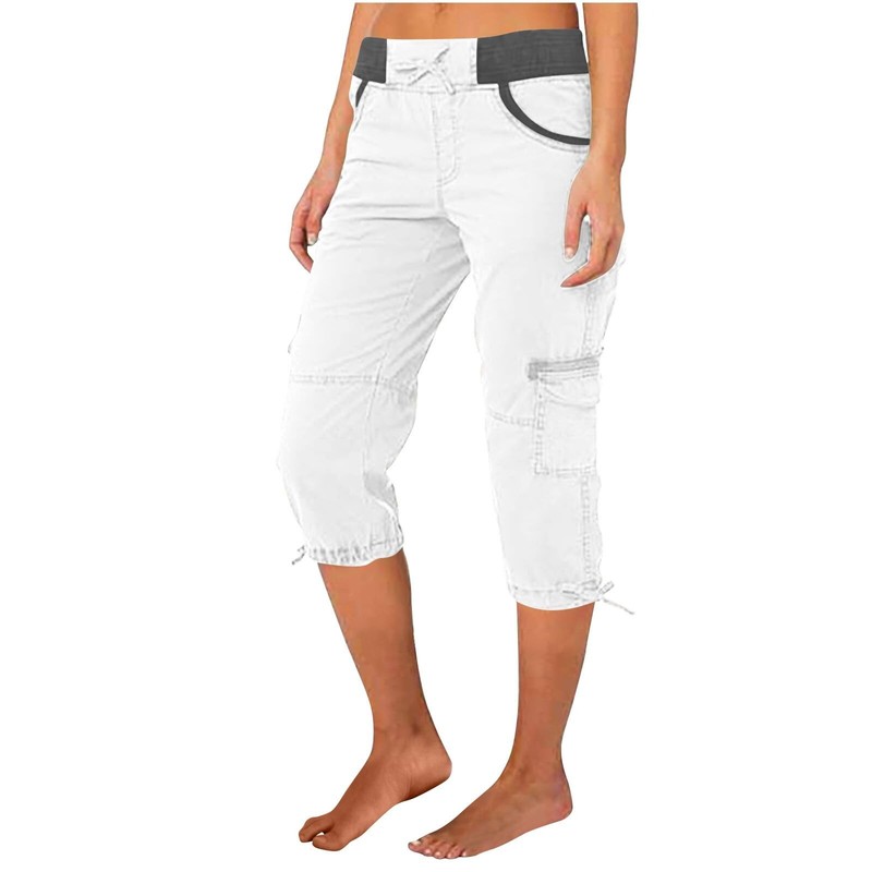 Women's Cargo Capris Relaxed Fit Low Waist Cargo Summer Casual Lightweight Pants