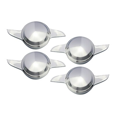 2 Bar/Ear Sharkfin Chrome Knock Off Spinner Caps for Lowriders | Set of 4