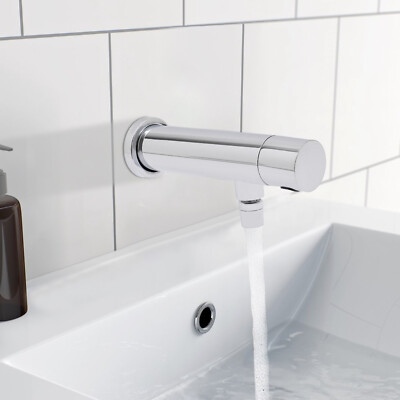 Bathroom Faucet Automatic Sensor Smart Touchless Wall Mounted Taps Silver