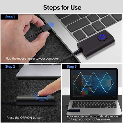 Mouse Jiggler Black Textured Simulate Mouse Automatic Computer Mouse Mover Mini