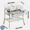 PandaEar 2-in-1 Baby Bathtub and Changing Table, Adjustable Height Folding Diaper Station Waterproof Pad with Storage Rack and Wheels, Baby Bath Tub with Thermometer