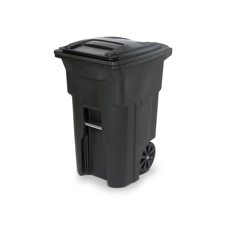 64 Gallon Black Garbage Can with Wheels and Lid