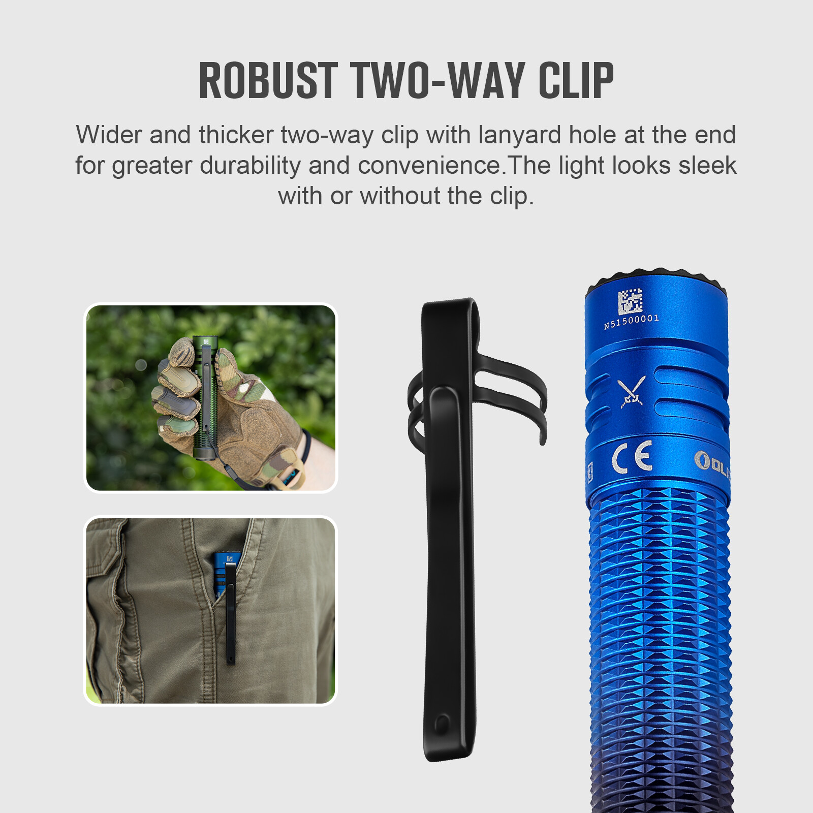 Olight Warrior Mini3 Tactical Flashlight pre-activated proximity sensor