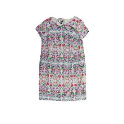Talbots Shift Dress Women's Size 20W White Floral Floral Print Cotton Blend