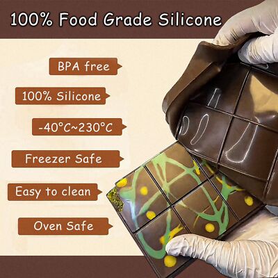 4PCS Dubai Chocolate Bar Molds1 Inch Deep Large and Thick Silicone Chocolate ...