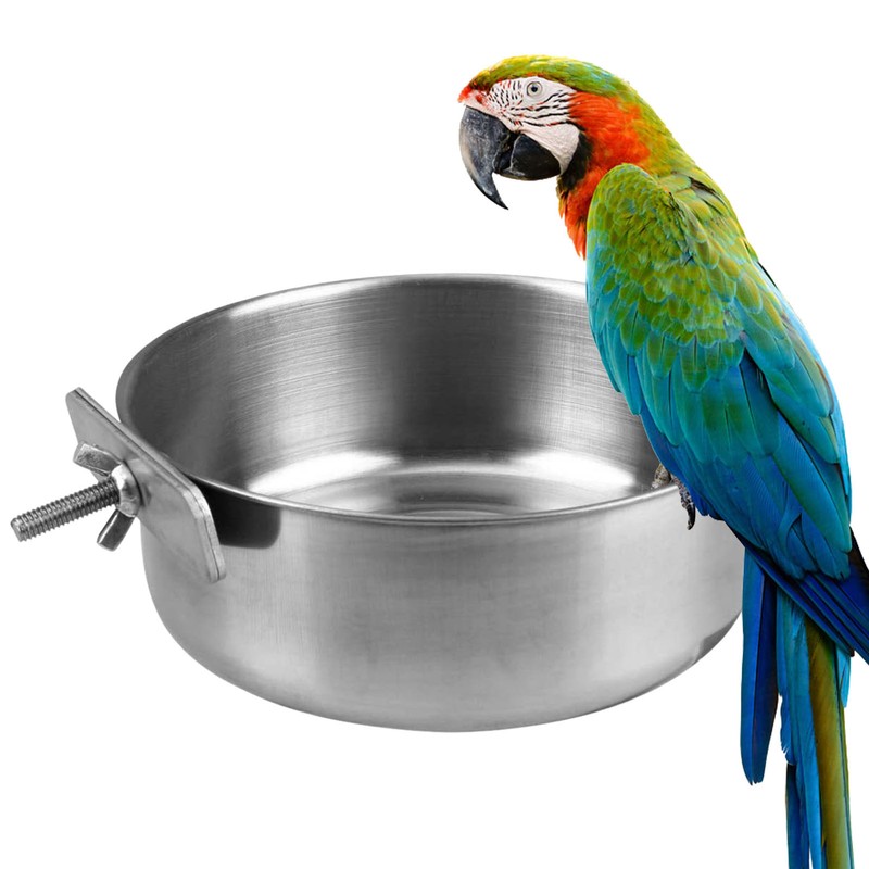 Stainless Steel Bird Feeding Dish Cups Bird Feeder Parrot Fo