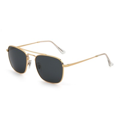 Retro Square Aviator Sunglasses Premium Glass Lens Flat Metal Eyewear Men Wom...