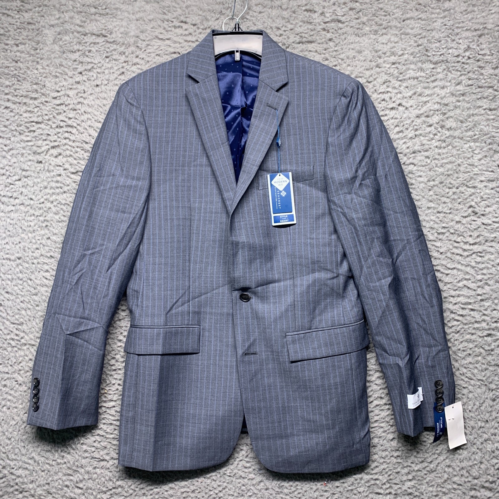 Ryan Seacrest Jacket Mens 38 Long Gray Striped Wool Dress Jacket $ 425
