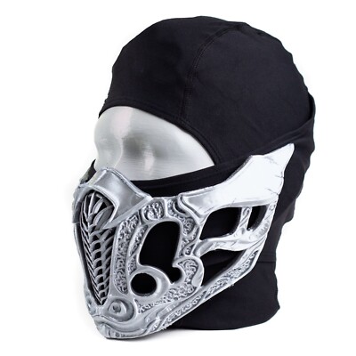 Mortal Kombat Sub Zero Mask (3D Printed - Metallic Silver Plastic)