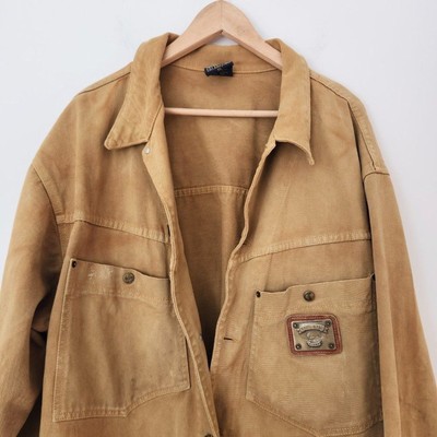 Vintage 90s Karl Kani Jeans Denim Jacket Rare Yellow Tan Oversized Men's XL
