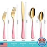 MDEALY 20-Piece Gold and Pink Silverware Set for 4, 18/0 Stainless Steel Flatware Cutlery Utensils Set, Includes Dinner Knives, Forks, Spoons, Salad Forks, Teaspoons, Dishwasher Safe