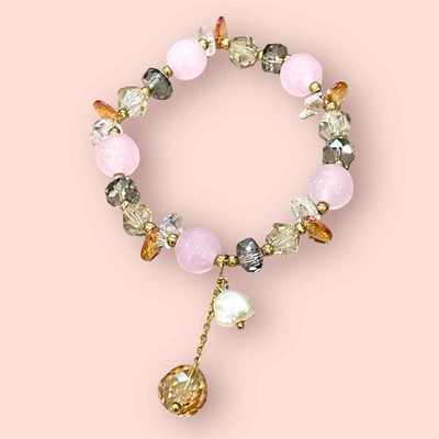 Pink Gold Swarovski Beaded Bracelet