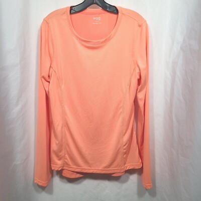 Danskin Now Shirt Women's Large Orange Casual Long Sleeve Fitted Top