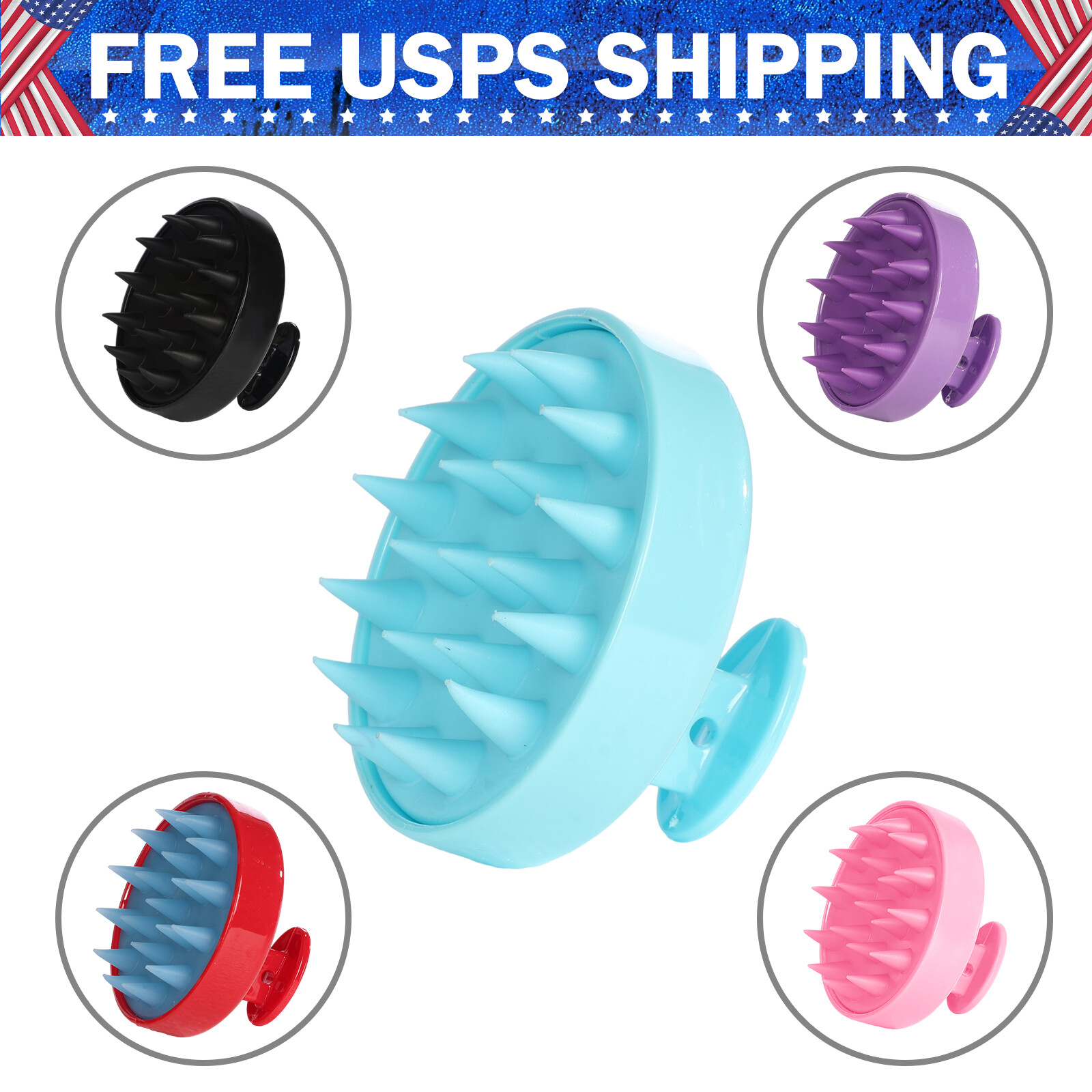 Silicone Scalp Massager Brush Soft Bristles Hair Scrubber Comb for All Hair Type